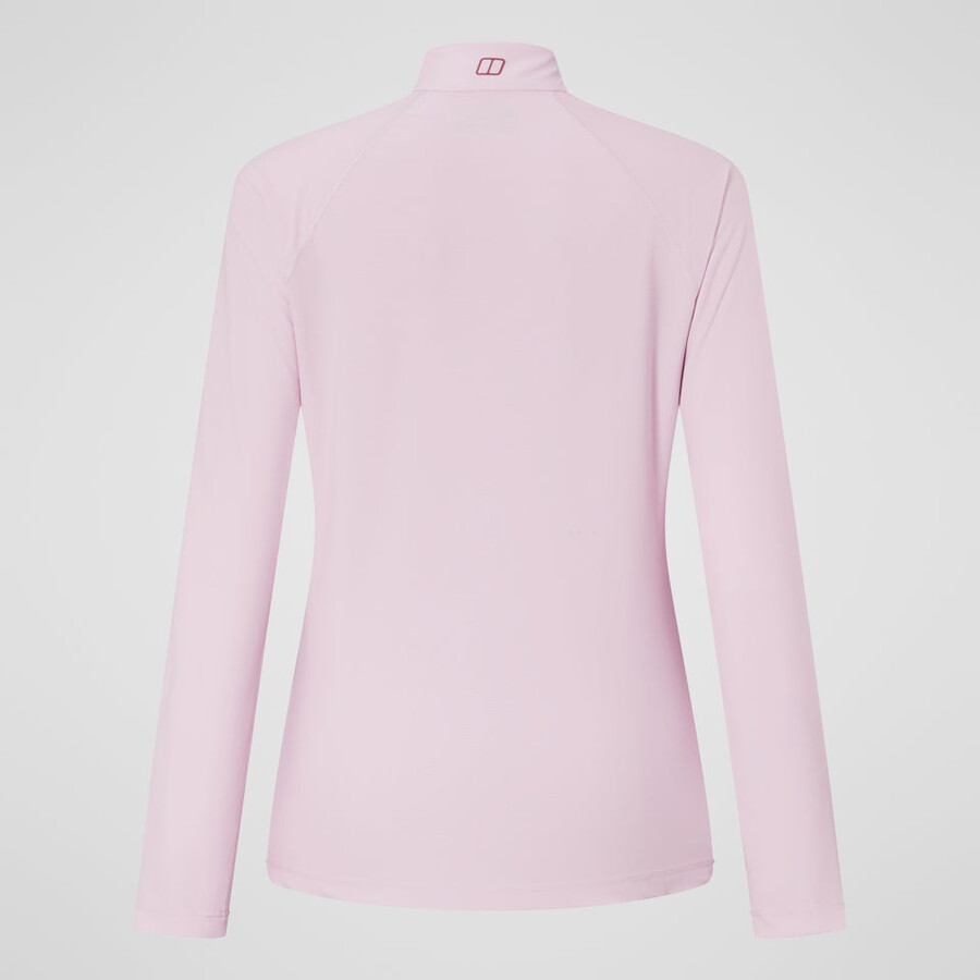 womens 247 half zip long sleeve tech tee - pink berghaus