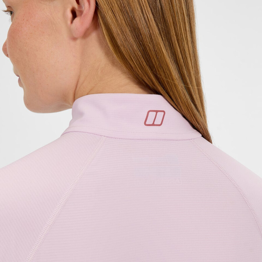 womens 247 half zip long sleeve tech tee - pink berghaus