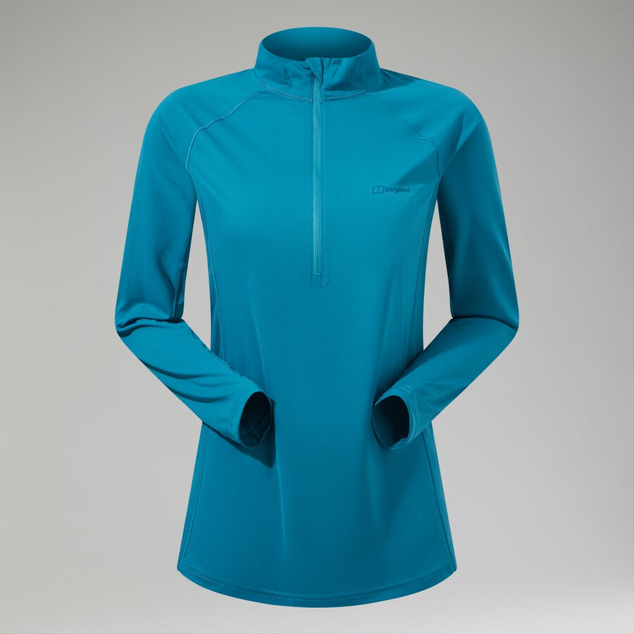 womens 247 half zip maternity long sleeve tech tee - turquoise berghaus