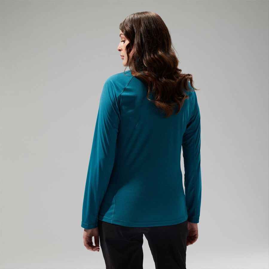 womens 247 half zip maternity long sleeve tech tee - turquoise berghaus