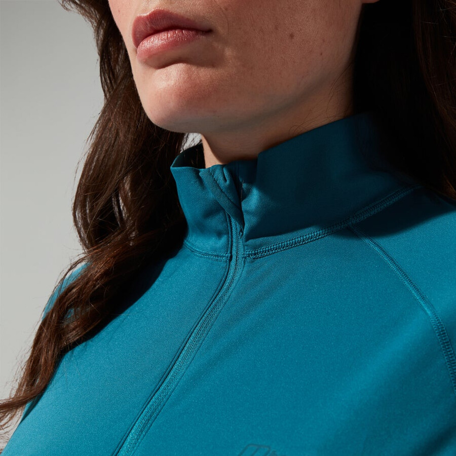womens 247 half zip maternity long sleeve tech tee - turquoise berghaus