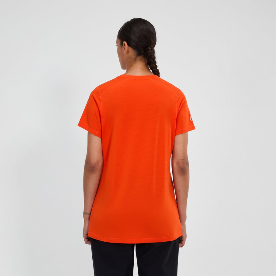womens berghaus delta short sleeve tech tee - orange berghaus
