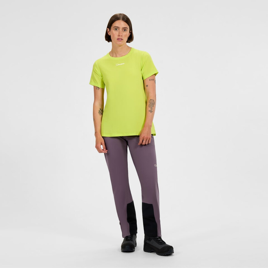 womens delta short sleeves tech tee - yellow berghaus