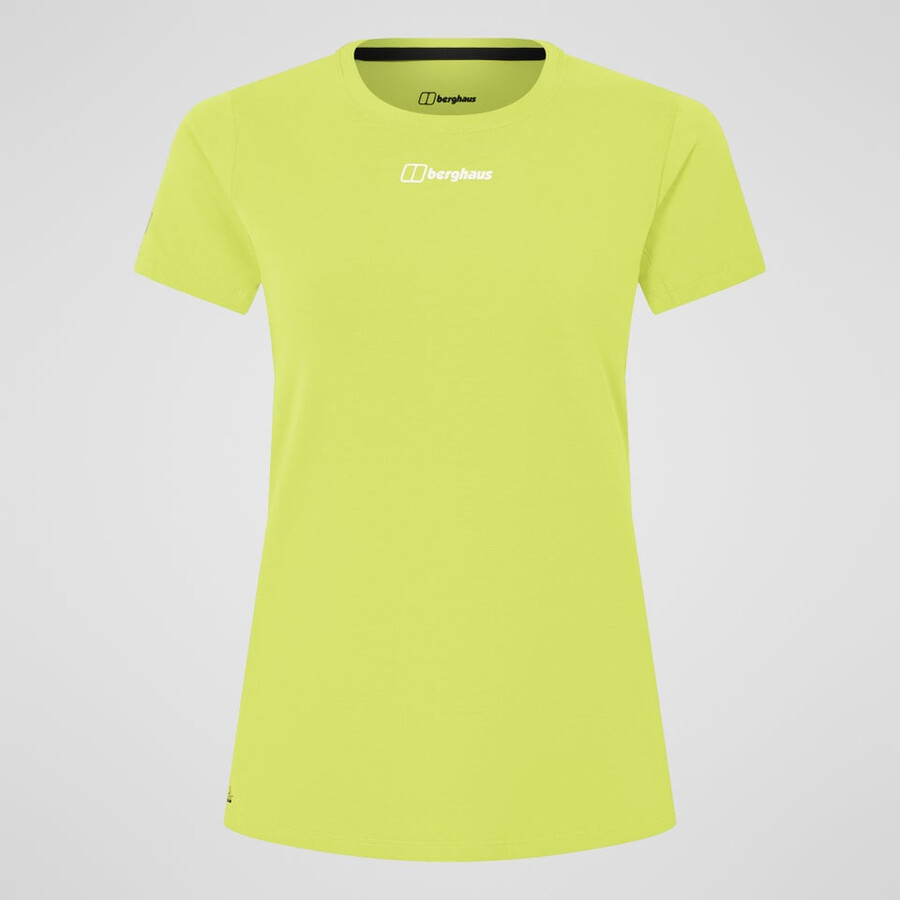 womens delta short sleeves tech tee - yellow berghaus