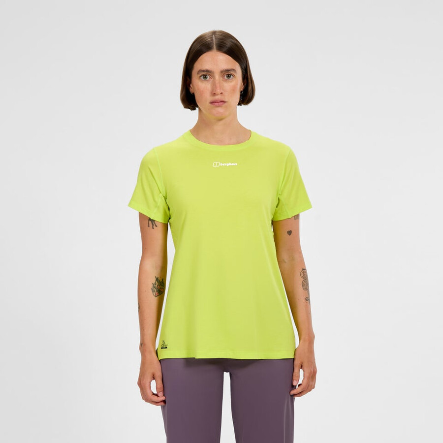 womens delta short sleeves tech tee - yellow berghaus