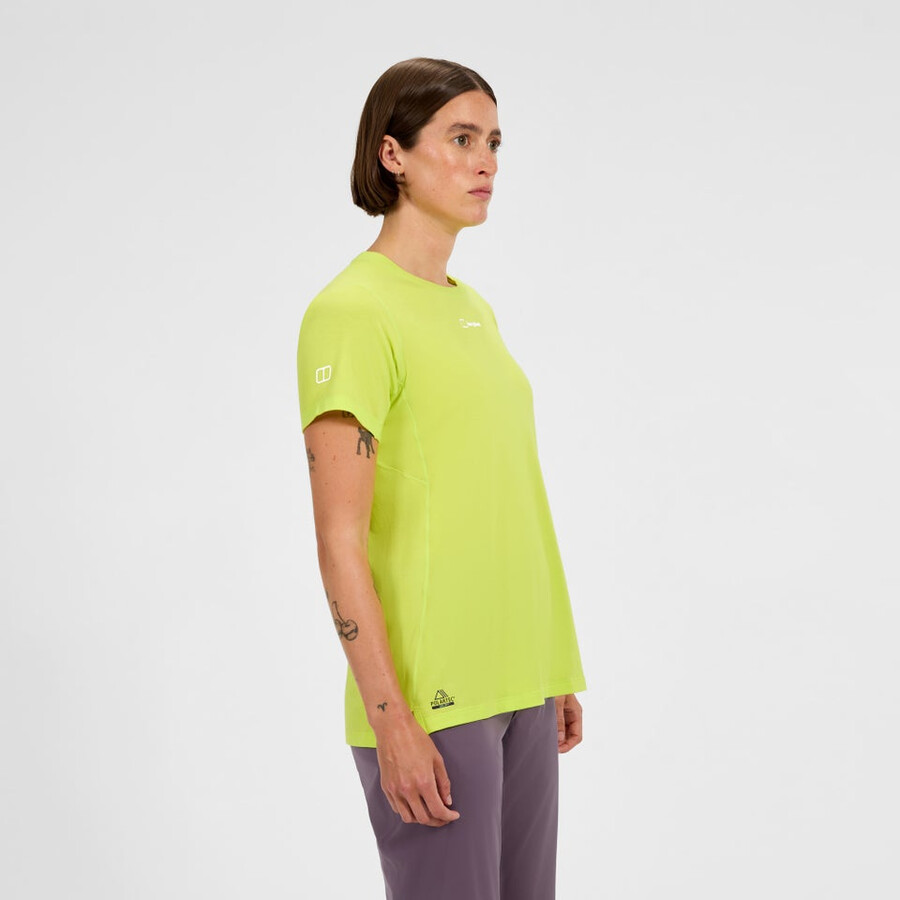 womens delta short sleeves tech tee - yellow berghaus