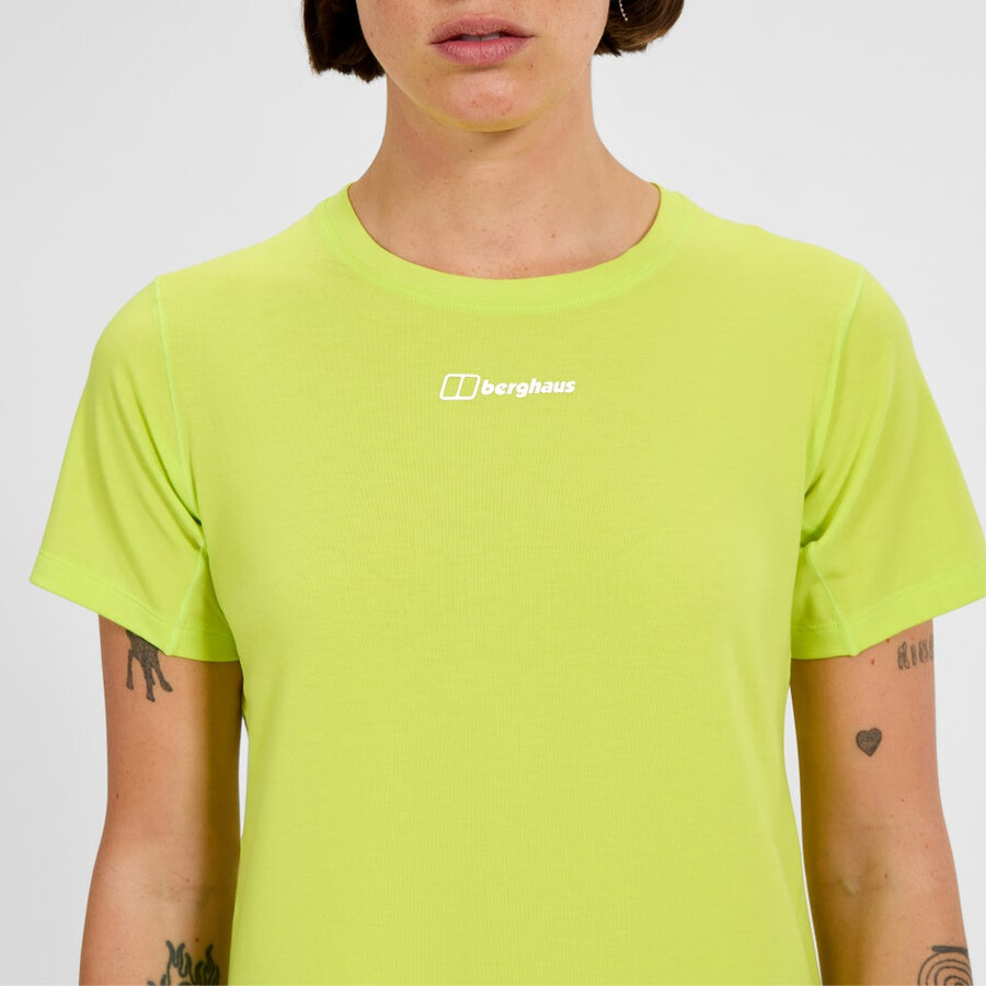 womens delta short sleeves tech tee - yellow berghaus