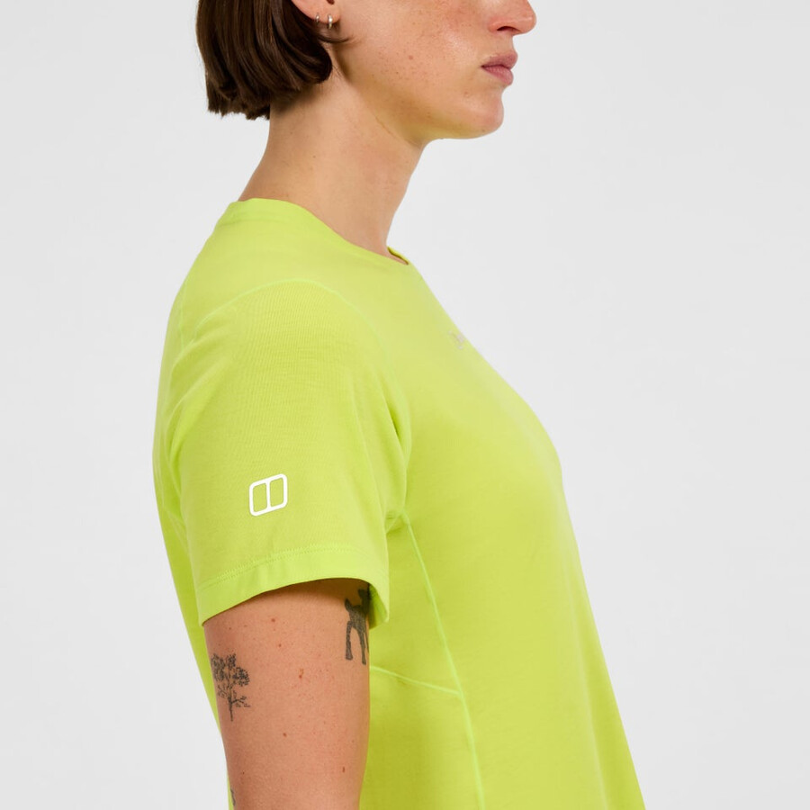 womens delta short sleeves tech tee - yellow berghaus
