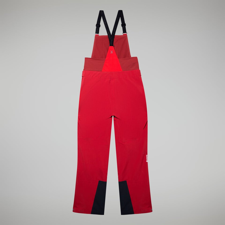 womens mtn arete descend gore-tex bib pants - red berghaus