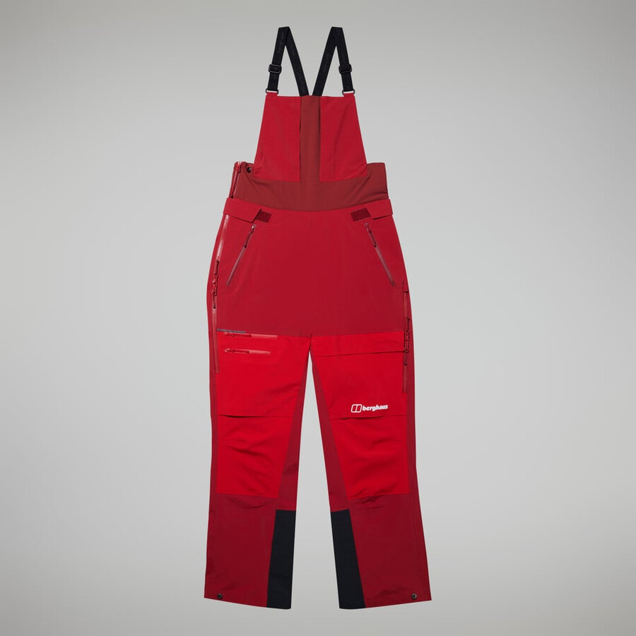 womens mtn arete descend gore-tex bib pants - red berghaus