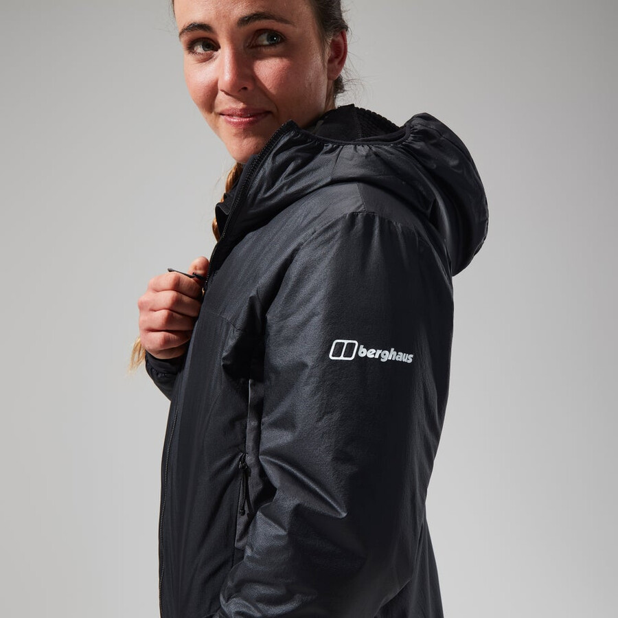womens mtn arete lb synthetic hoody - blackgrey berghaus