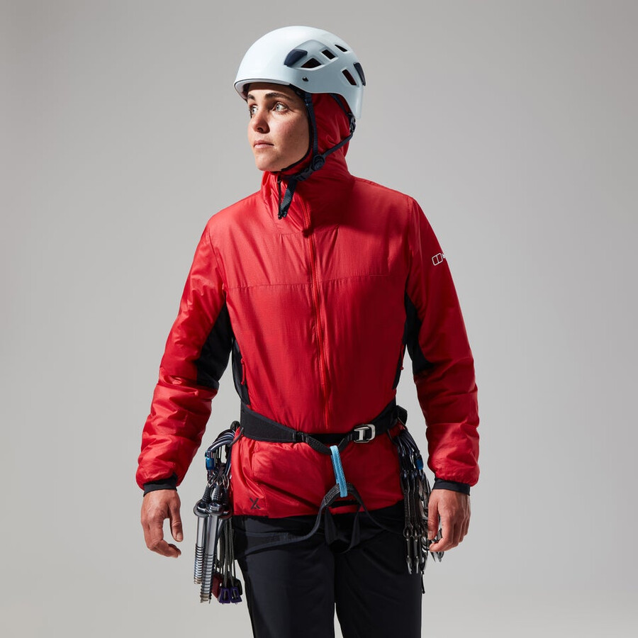 womens mtn arete lb synthetic hoody - redblack berghaus