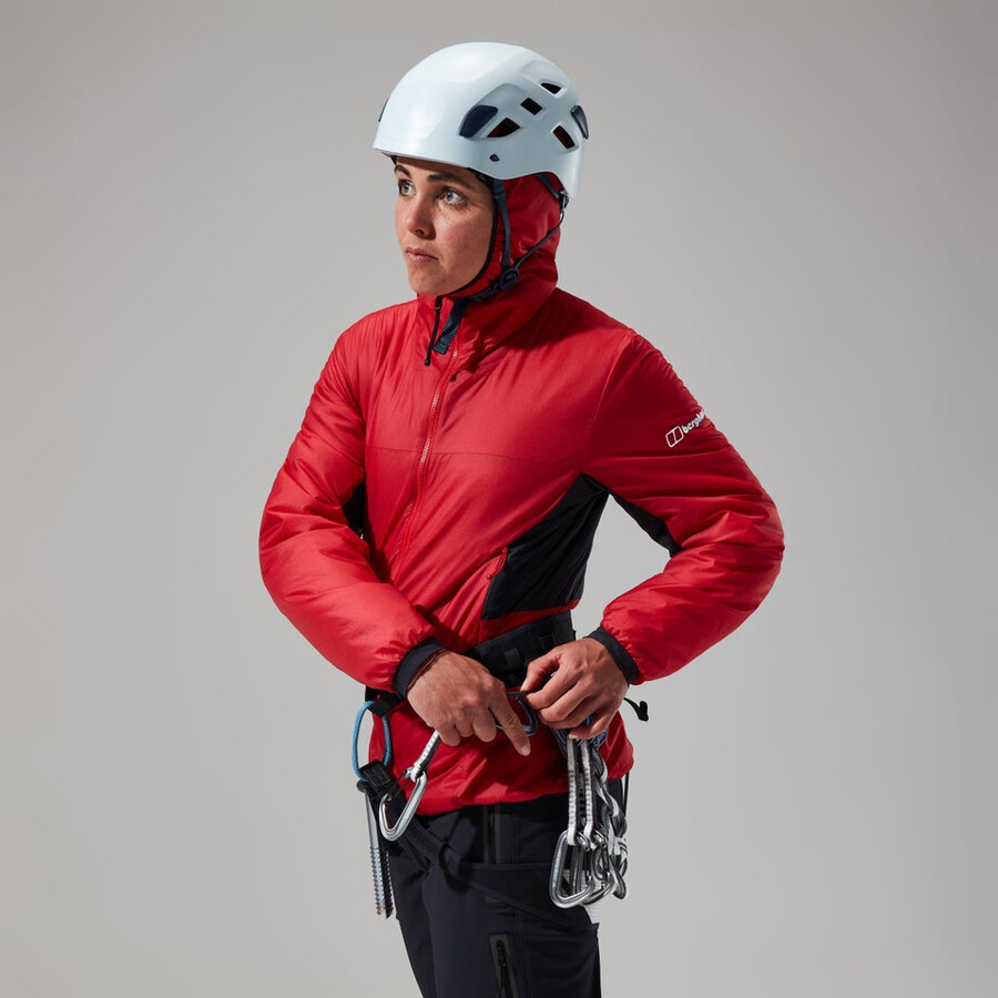womens mtn arete lb synthetic hoody - redblack berghaus