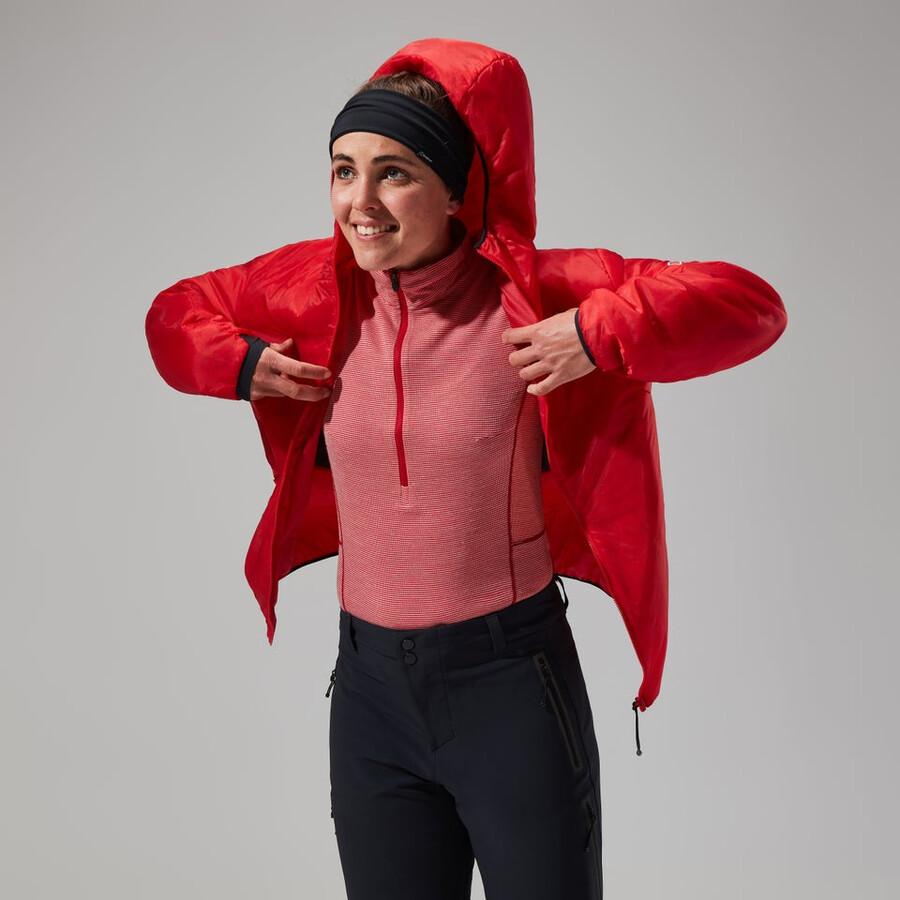 womens mtn arete lb synthetic hoody - redblack berghaus