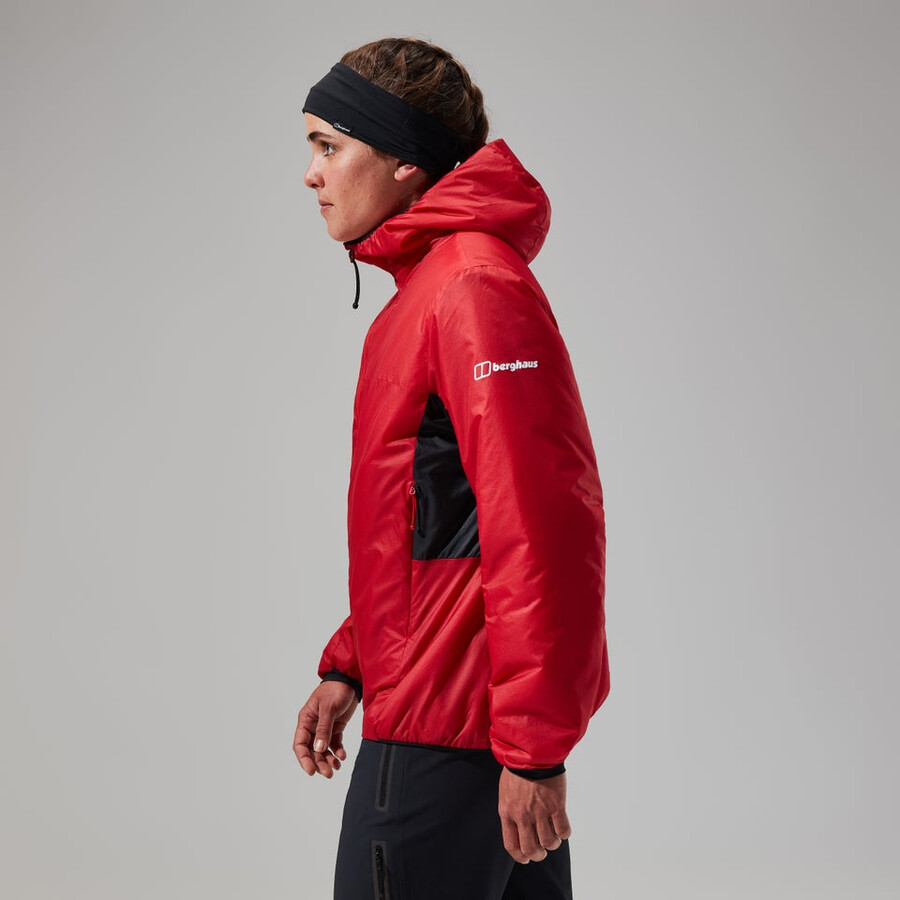 womens mtn arete lb synthetic hoody - redblack berghaus