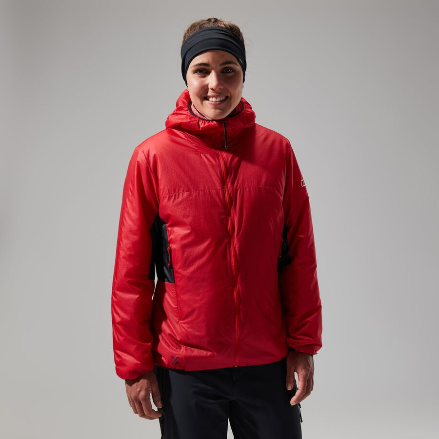 womens mtn arete lb synthetic hoody - redblack berghaus
